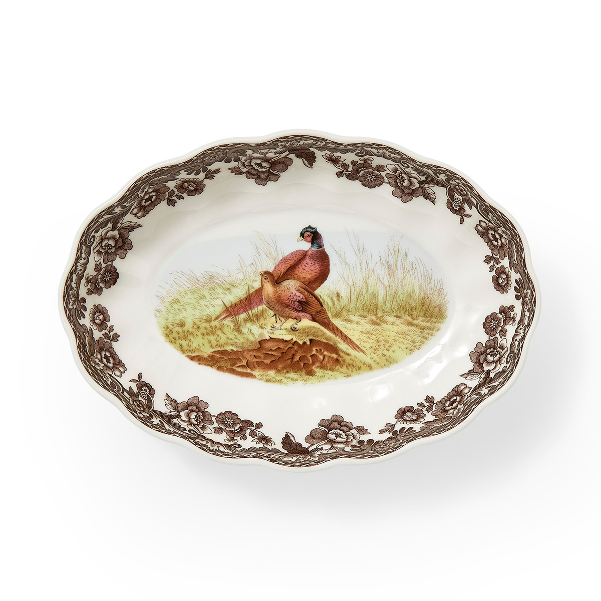 Woodland Pheasant Oval Fluted Dish image number null