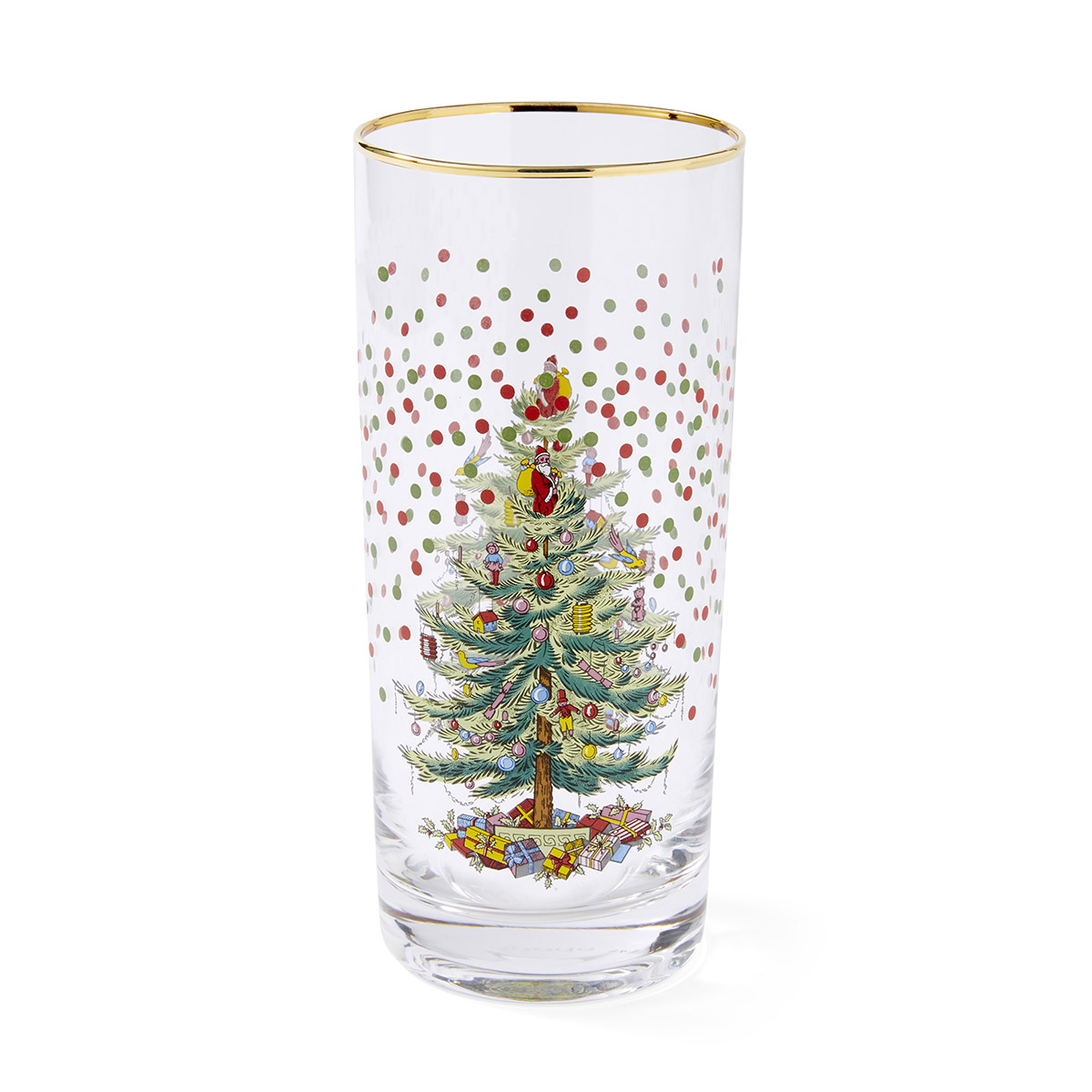 Christmas Tree Polka Dot High Ball Glasses image number null