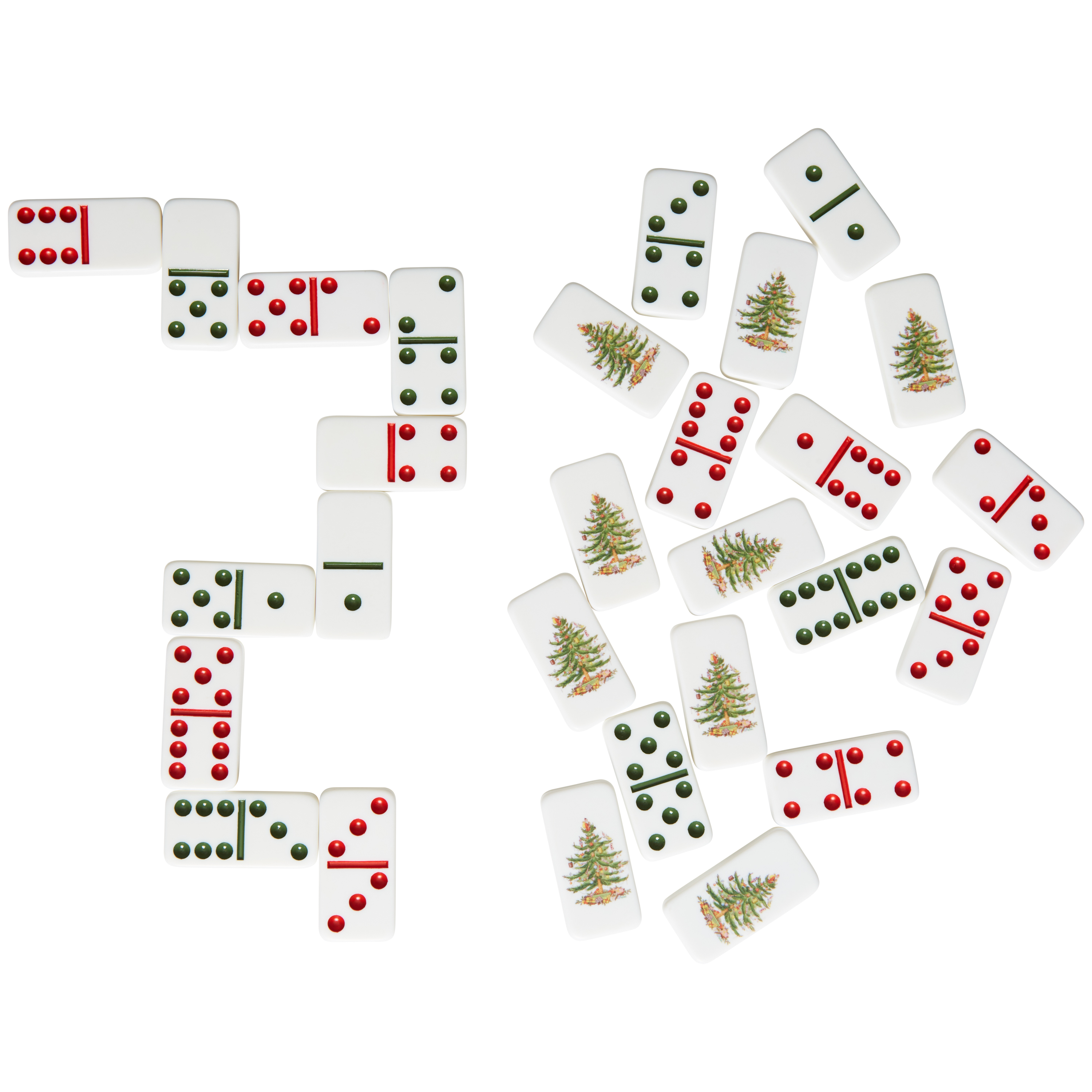 Christmas Tree 28 Piece Double Six Dominoes Set image number null