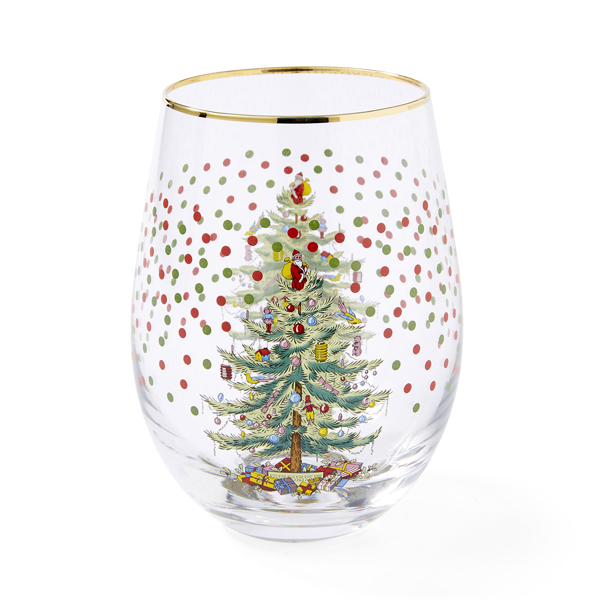 Christmas Tree Polka Dot Wine Glasses image number null