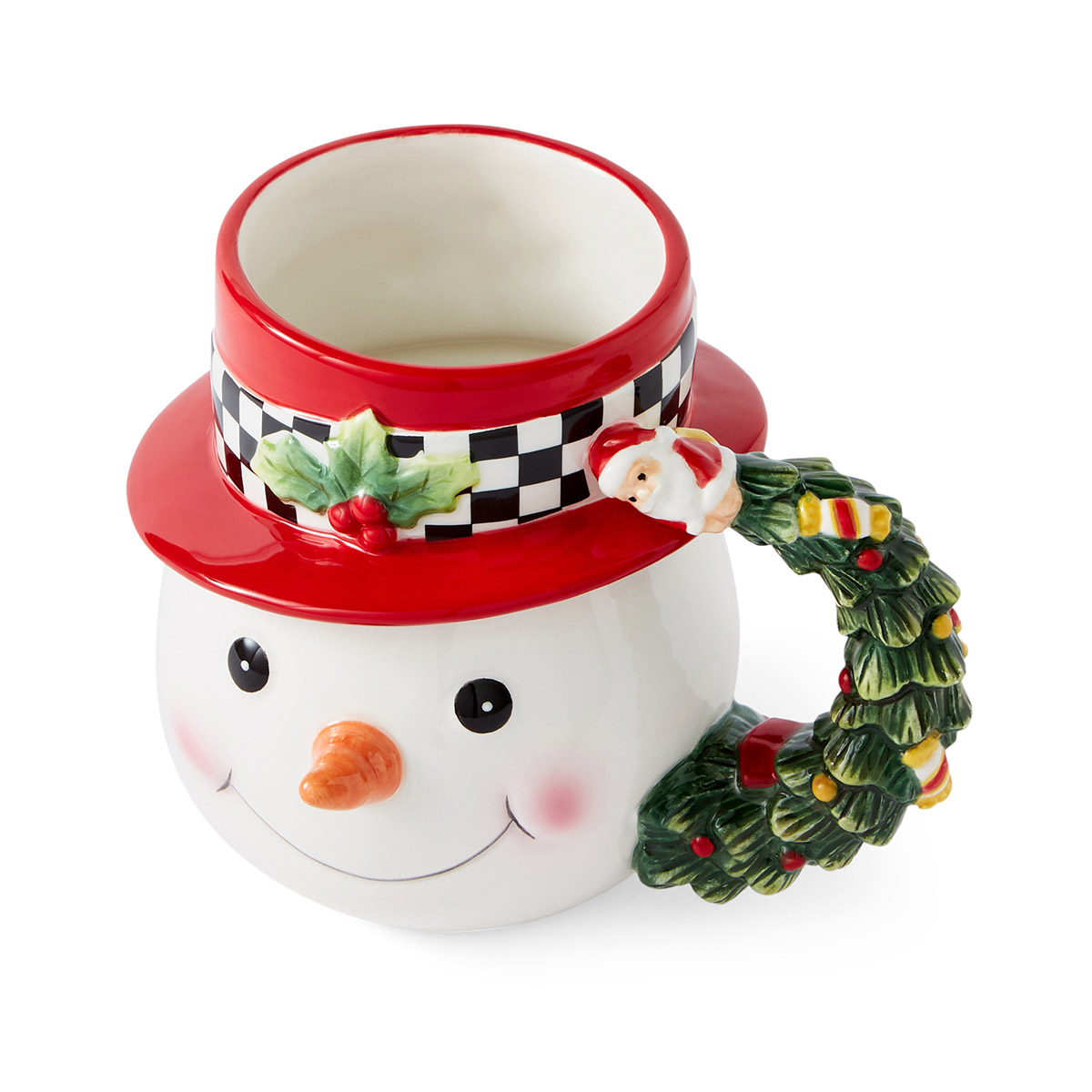 Christmas Tree Black and White Snowman Mug image number null