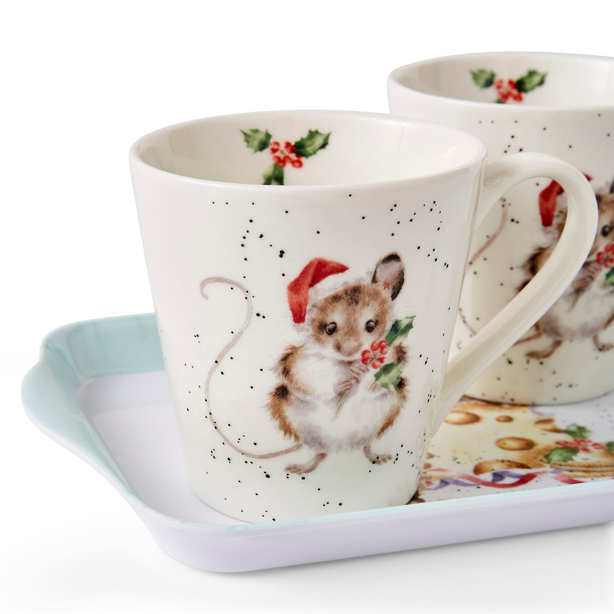 Wrendale Designs Holly Jolly Mug & Tray Set image number null