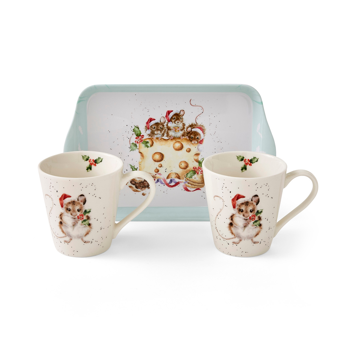 Wrendale Designs Holly Jolly Mug & Tray Set image number null