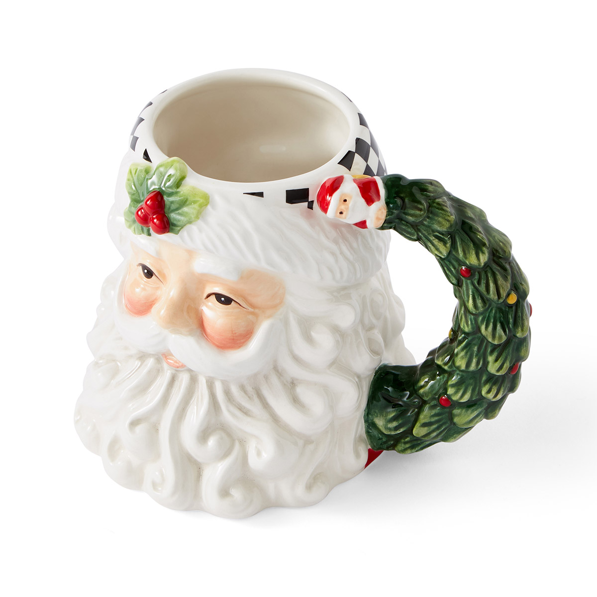 Christmas Tree Black and White Santa Toby Mug image number null