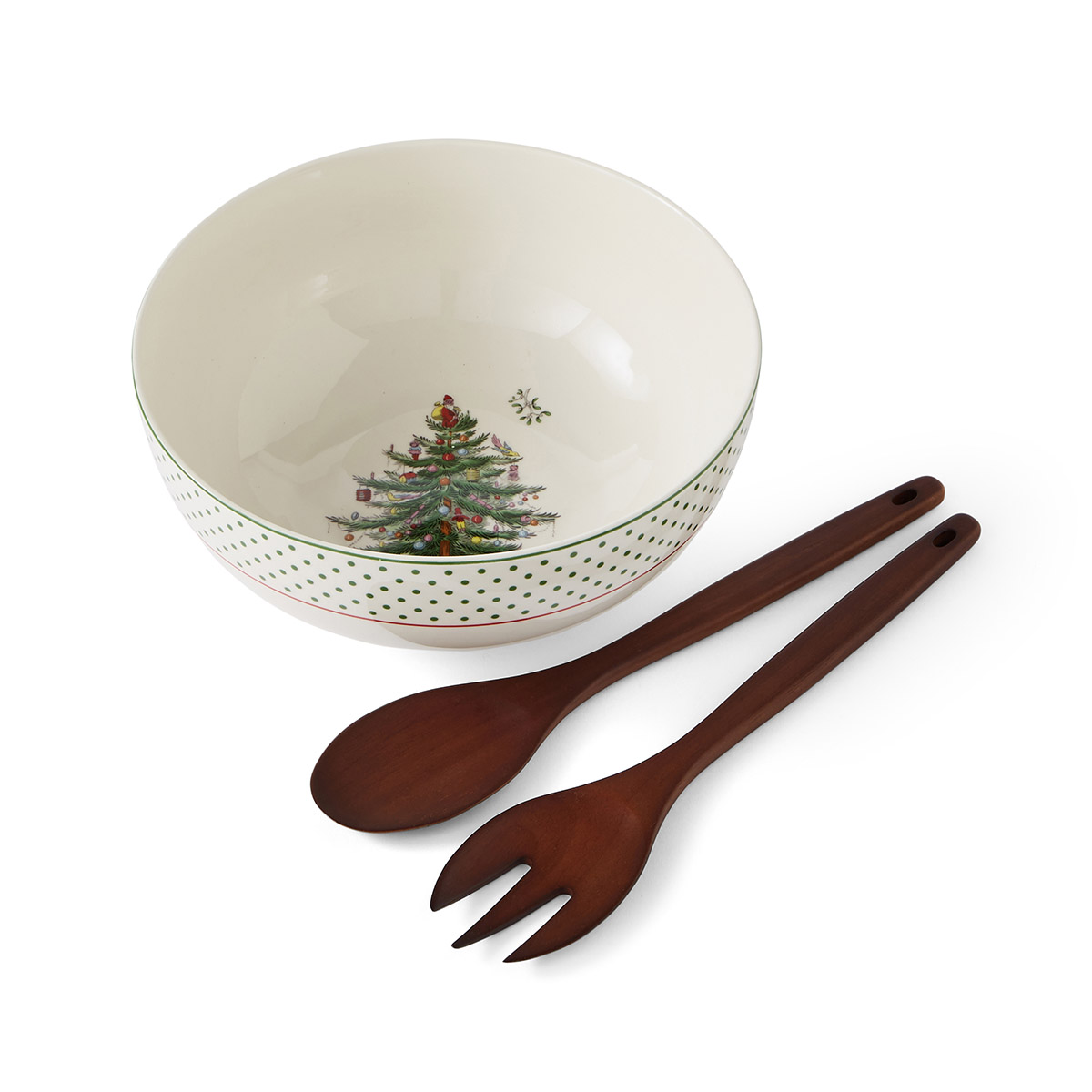 Christmas Tree Polka Dot 10" Serving Bowl Set image number null