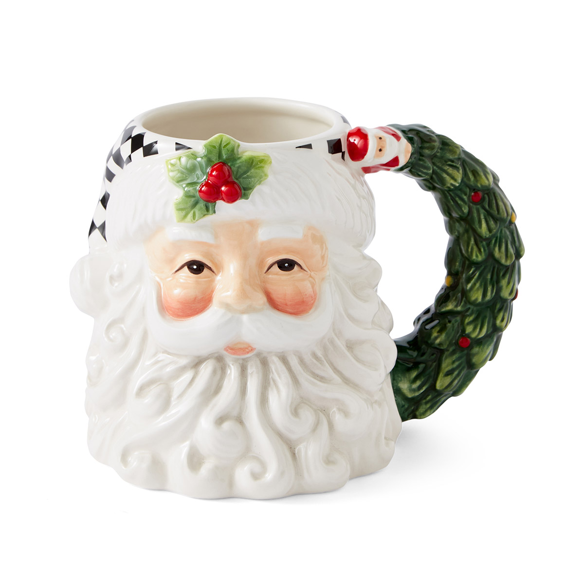 Christmas Tree Black and White Santa Toby Mug image number null