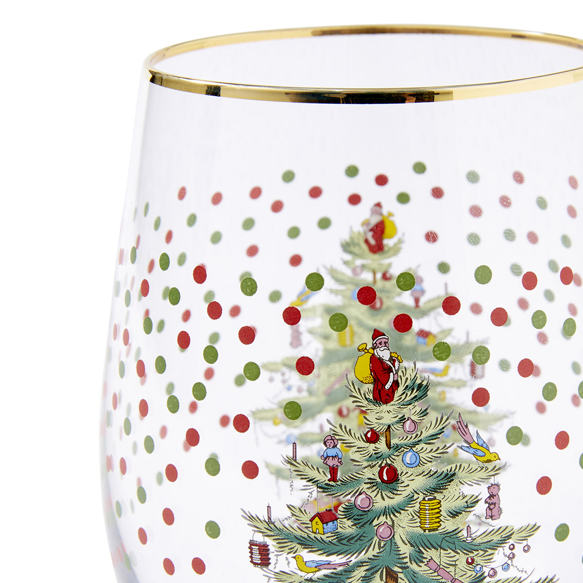 Christmas Tree Polka Dot Wine Glasses image number null