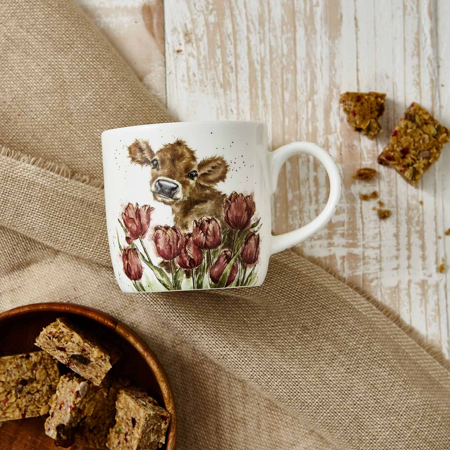 Royal Worcester Wrendale Designs Daisy Coo Mug | 14 Ounce Large Coffee Mug  with Cow Design | Made from Fine Bone China | Microwave and Dishwasher Safe