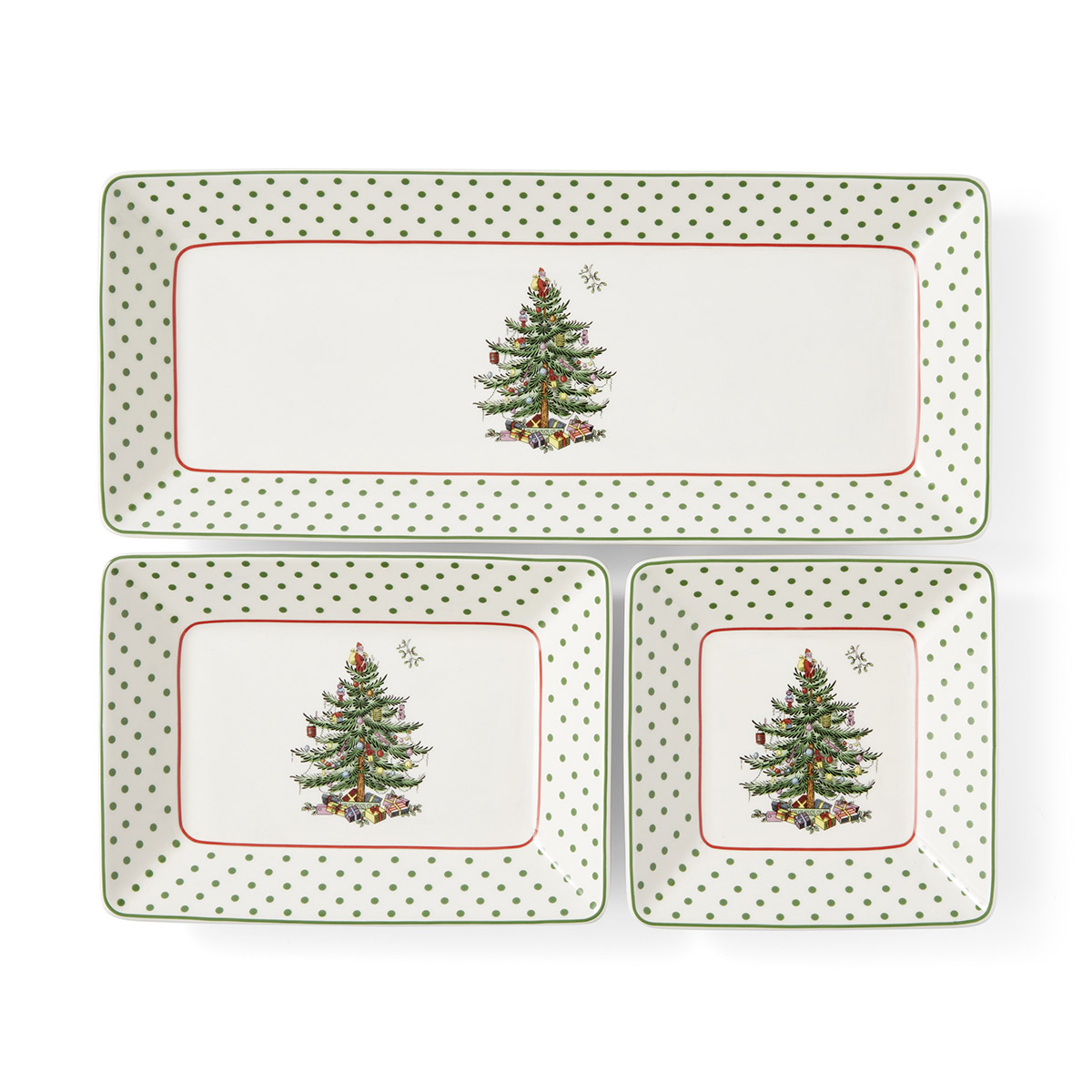 Christmas Tree Polka Dot 3 Piece Nesting Tray image number null