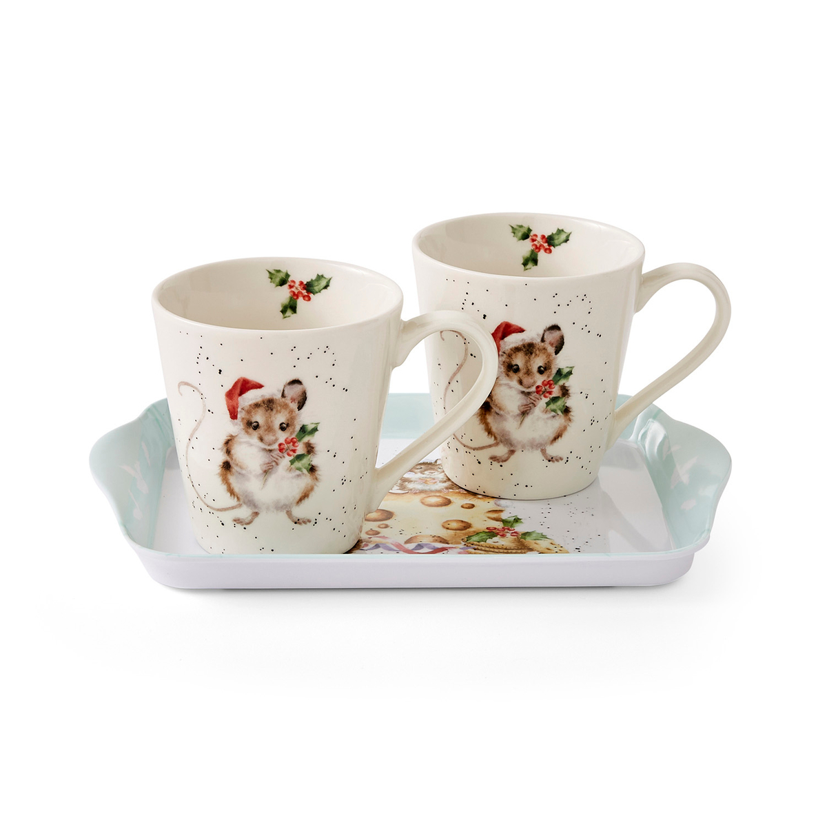 Wrendale Designs Holly Jolly Mug & Tray Set image number null