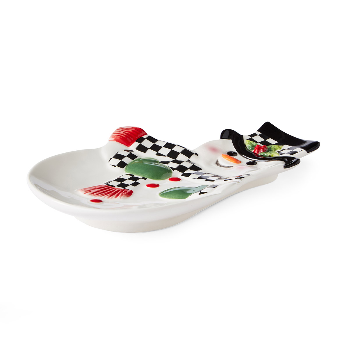 Christmas Tree Black and White Snowman Dish image number null