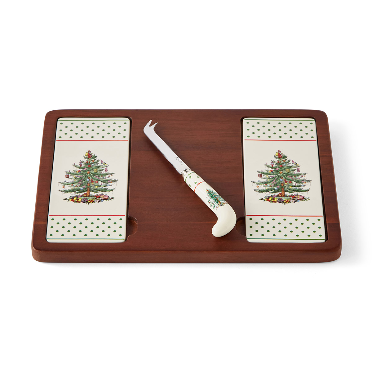 Christmas Tree Polka Dot Cheese Board Set image number null