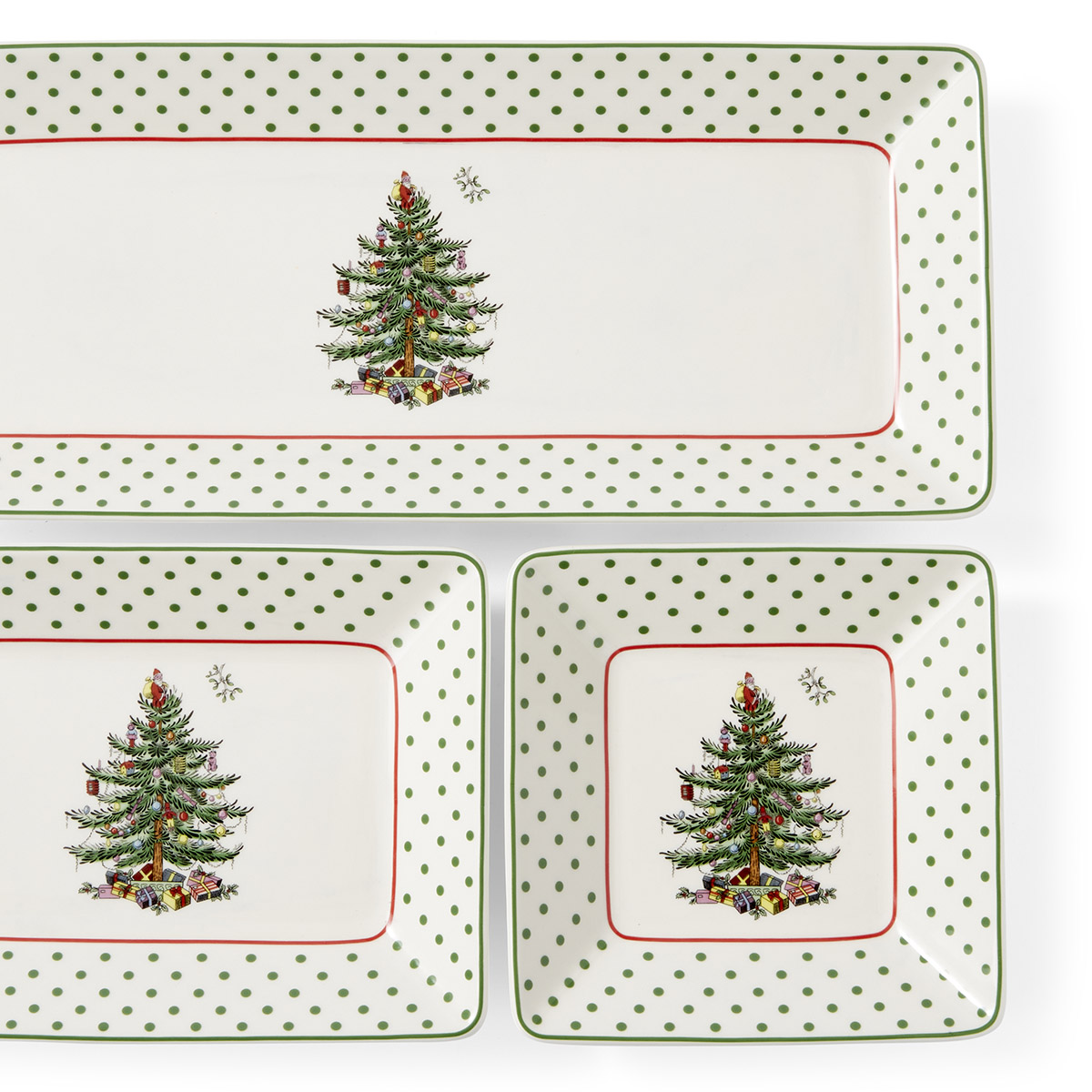 Christmas Tree Polka Dot 3 Piece Nesting Tray image number null