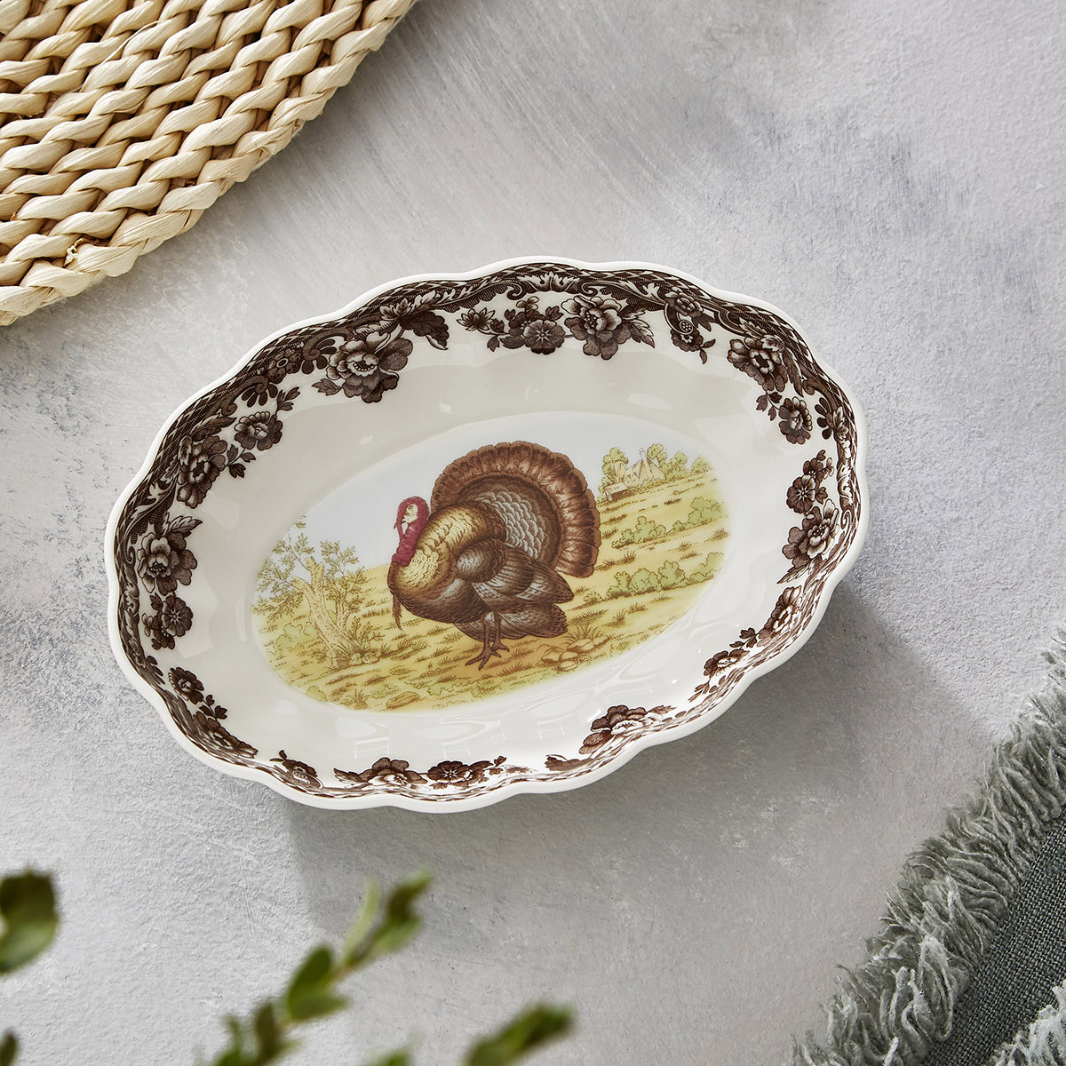 Woodland Turkey Oval Fluted Dish image number null