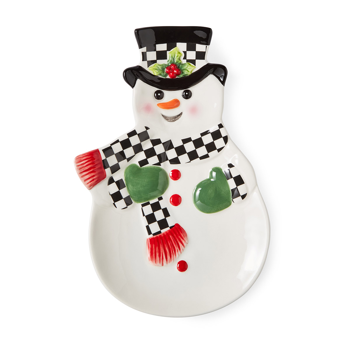 Christmas Tree Black and White Snowman Dish image number null