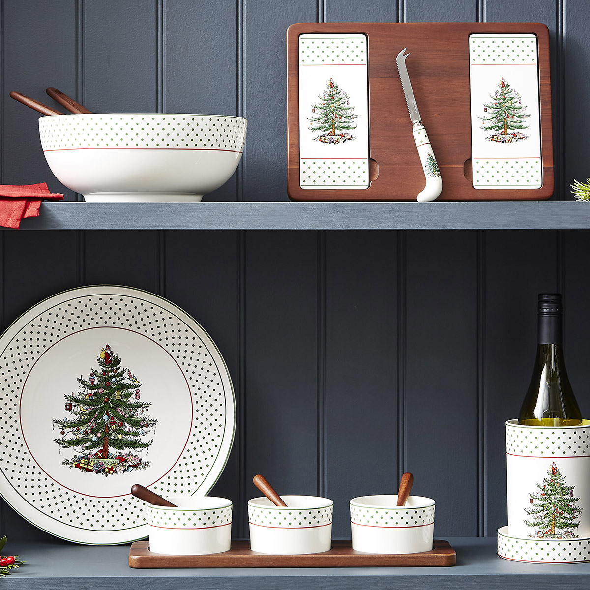 Christmas Tree Polka Dot 13" Lazy Susan image number null