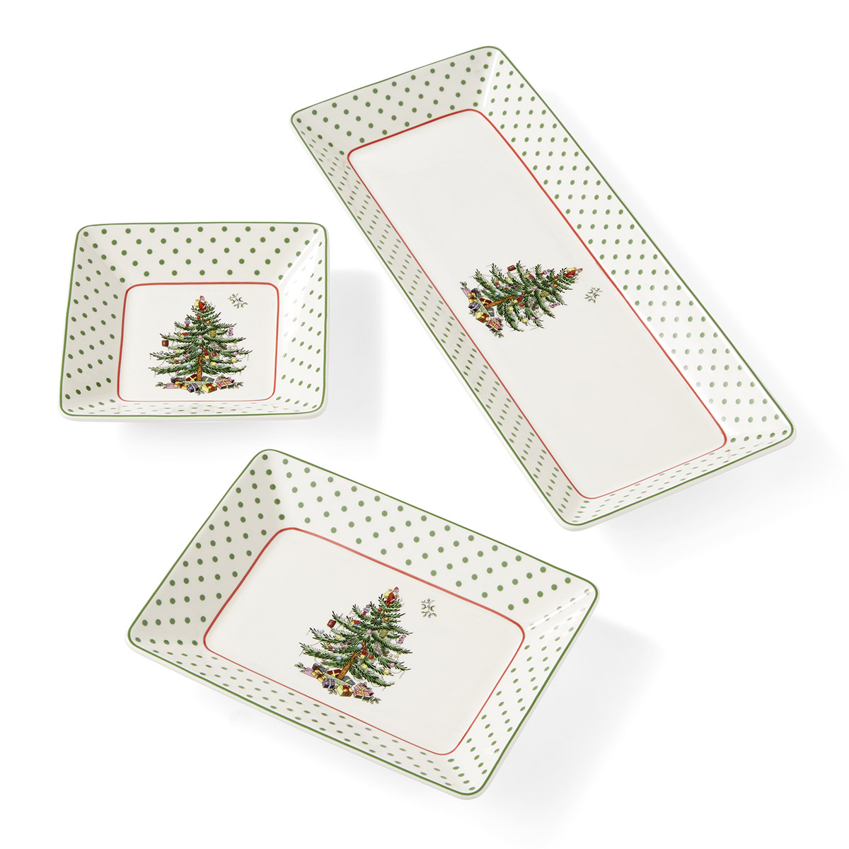 Christmas Tree Polka Dot 3 Piece Nesting Tray image number null